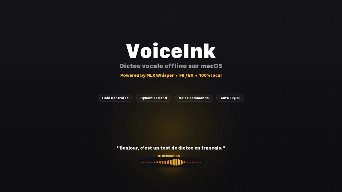 VoiceInk - Dictee vocale offline sur macOS avec Dynamic Island