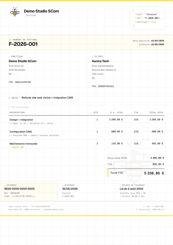 LBG Billing · PDF facture rendu Chromium